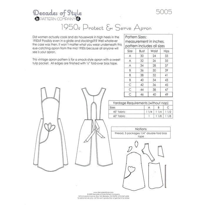 Protect and Serve Apron Vintage Style Sewing Pattern