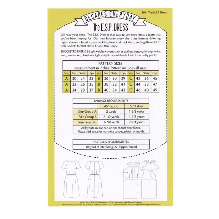 ESP Dress Vintage Style Sewing Pattern