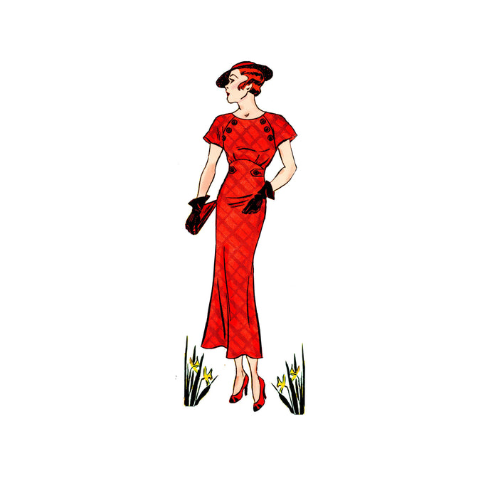 Button Dress Vintage Style Pattern