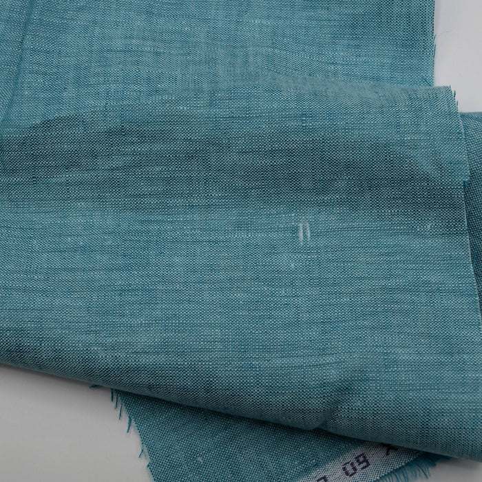 Yarn Dye Linen Turquoise and White