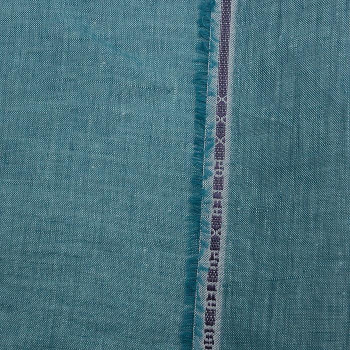 Yarn Dye Linen Turquoise and White