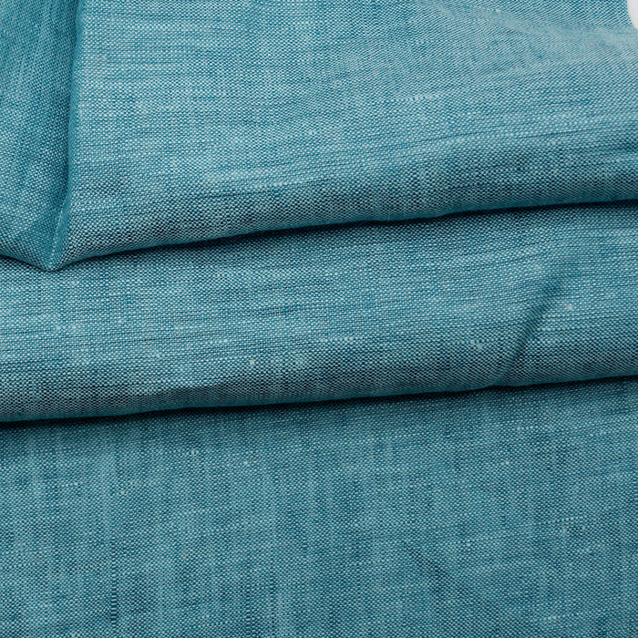 Yarn Dye Linen Turquoise and White