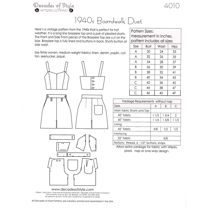 Boardwalk Duet Vintage Style Sewing Pattern