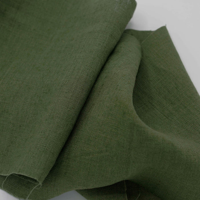 Thyme Green Linen Fabric: Mid-Weight, Soft