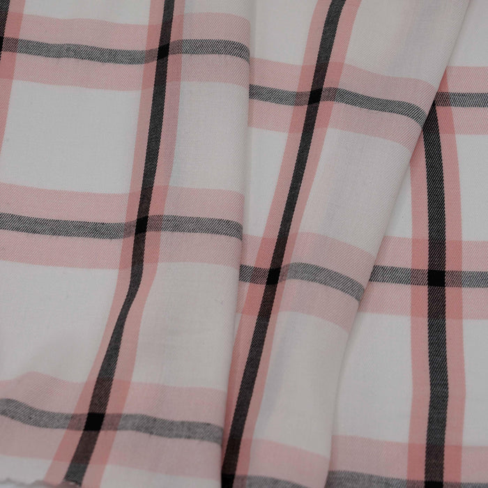 Pink and Black Large Plaid Rayon Challis