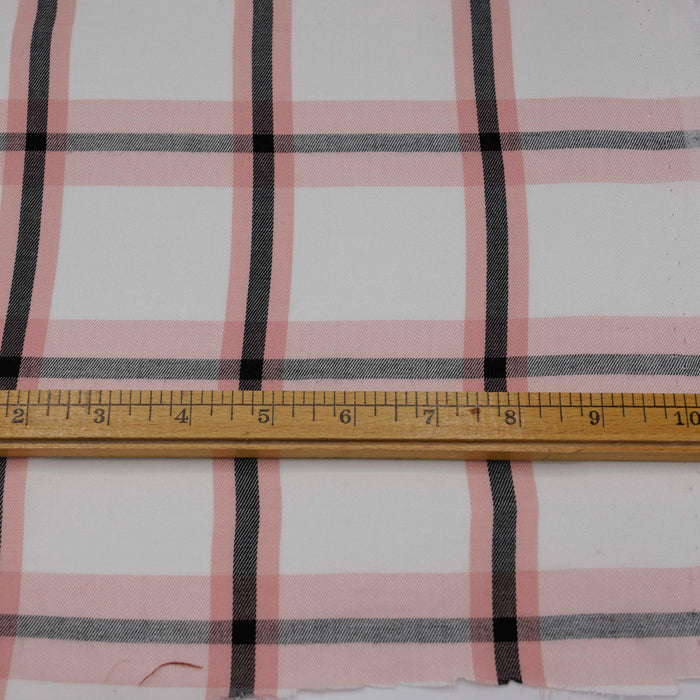Pink and Black Large Plaid Rayon Challis