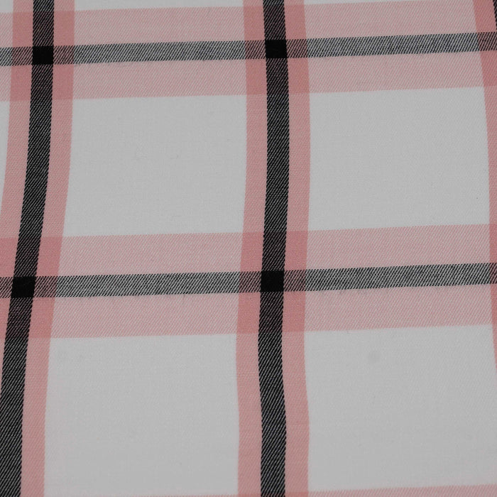 Pink and Black Large Plaid Rayon Challis