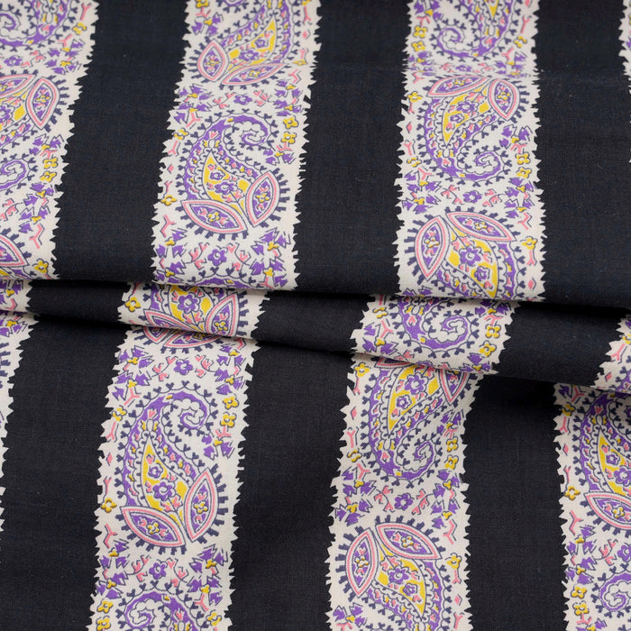 Vintage Paisley Stripe Fabric
