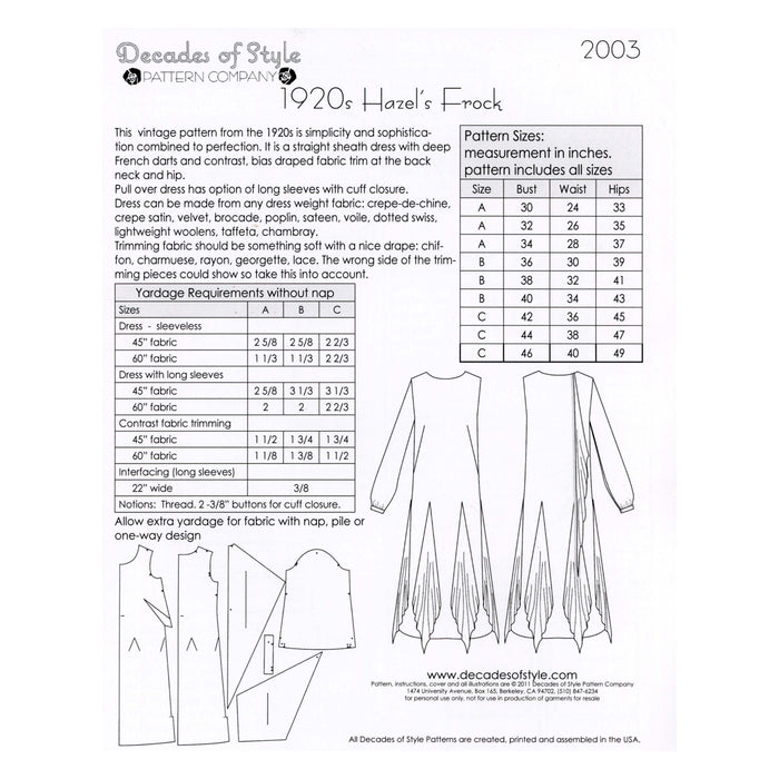 Hazel's Frock Vintage Style Sewing Pattern