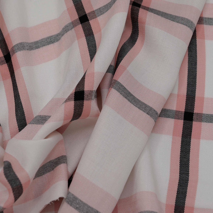 Pink and Black Large Plaid Rayon Challis