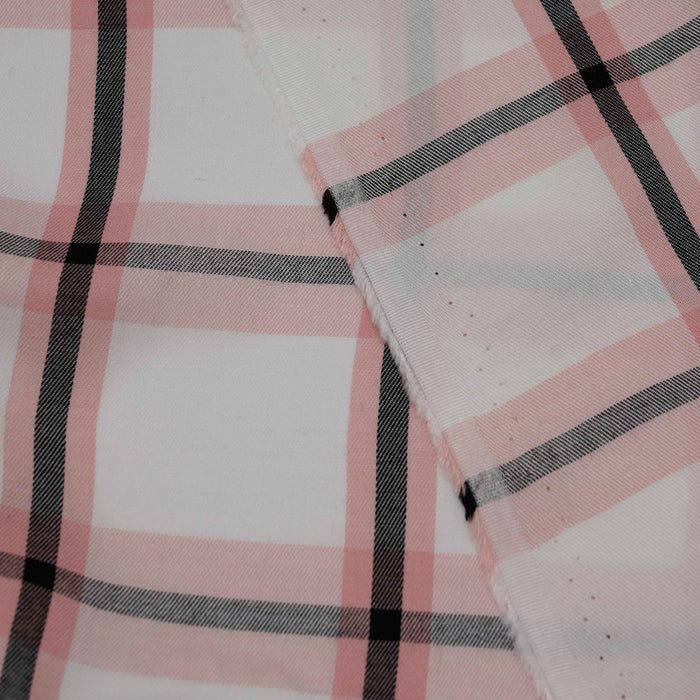 Pink and Black Large Plaid Rayon Challis