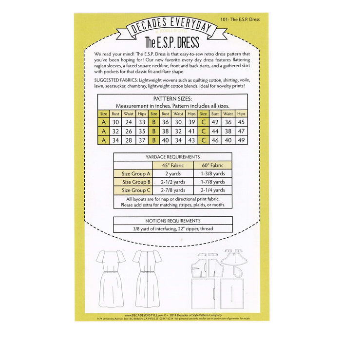 ESP Dress Vintage Style Sewing Pattern