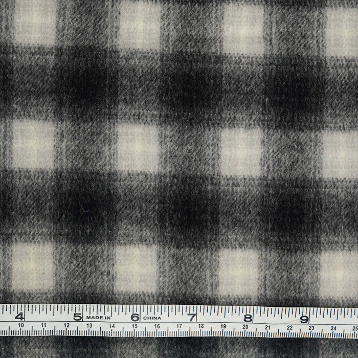 Gray Cream Black Wool Plaid Coating Fabric Soft Drape