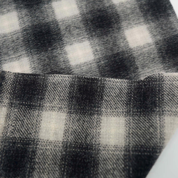 Gray Cream Black Wool Plaid Coating Fabric Soft Drape
