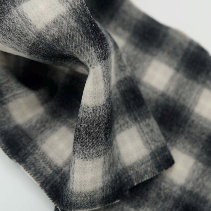 Gray Cream Black Wool Plaid Coating Fabric Soft Drape