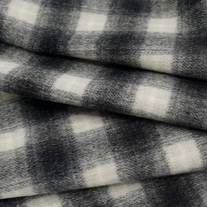 Gray Cream Black Wool Plaid Coating Fabric Soft Drape
