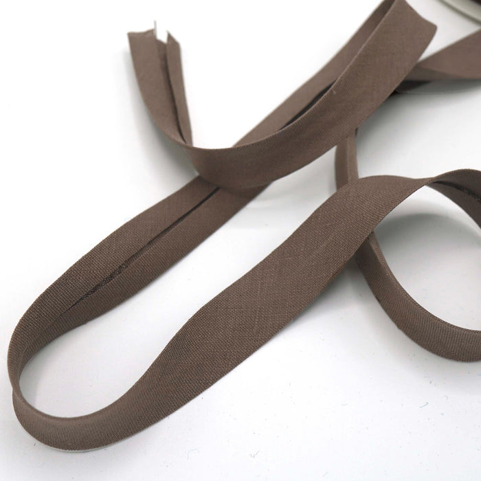 100% Linen Double Fold Bias Tape Cocoa