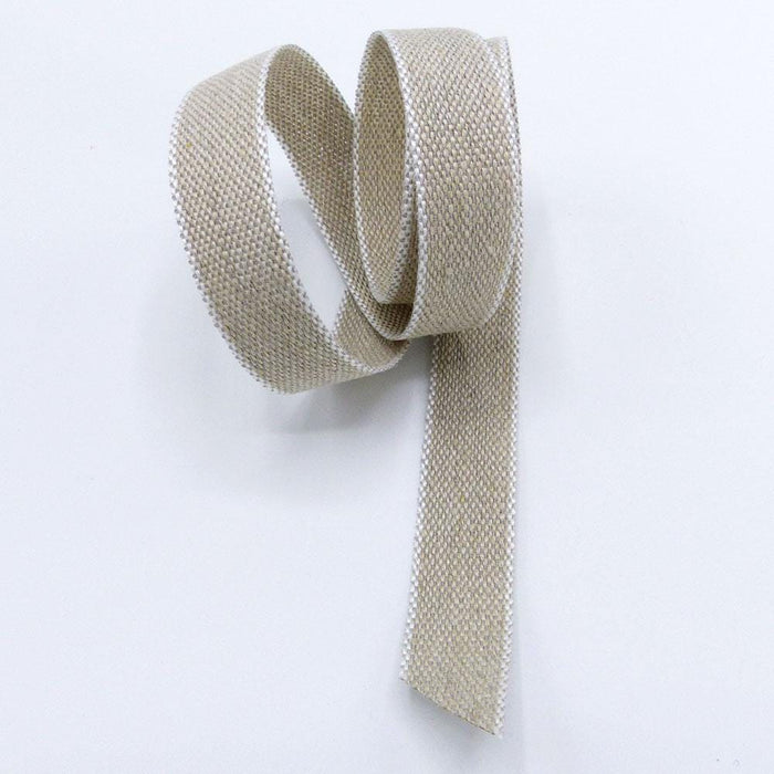 Linen Ribbon Woven White Edge