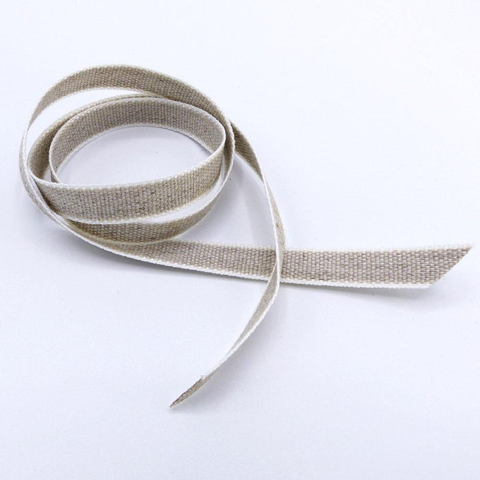 Linen Ribbon Woven White Edge