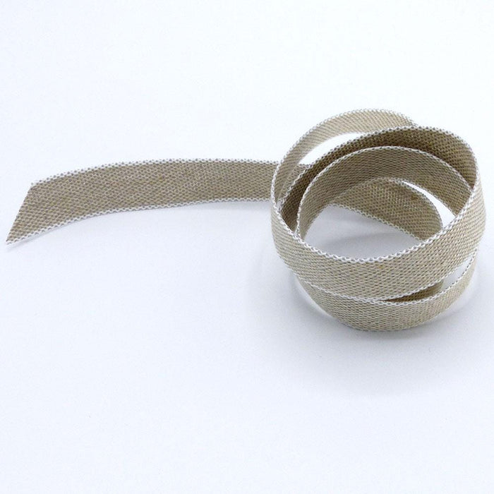 Linen Ribbon Woven White Edge
