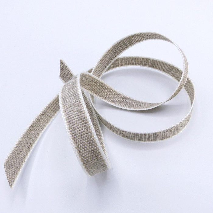 Linen Ribbon Woven White Edge