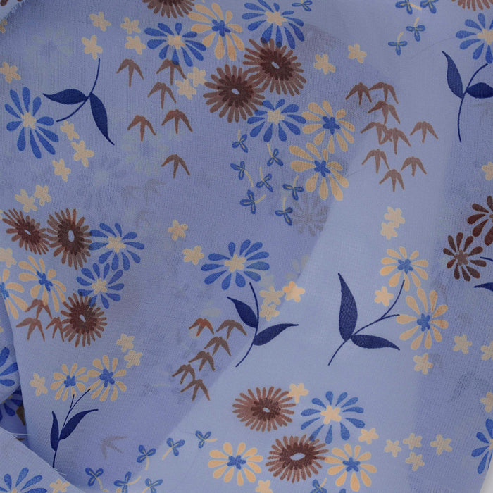 Retro Floral Voile Challis Print