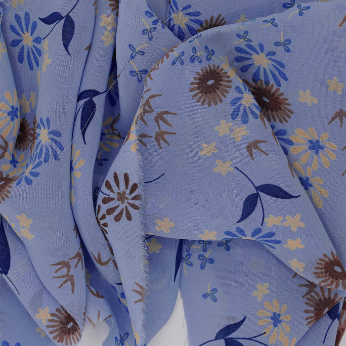 Retro Floral Voile Challis Print