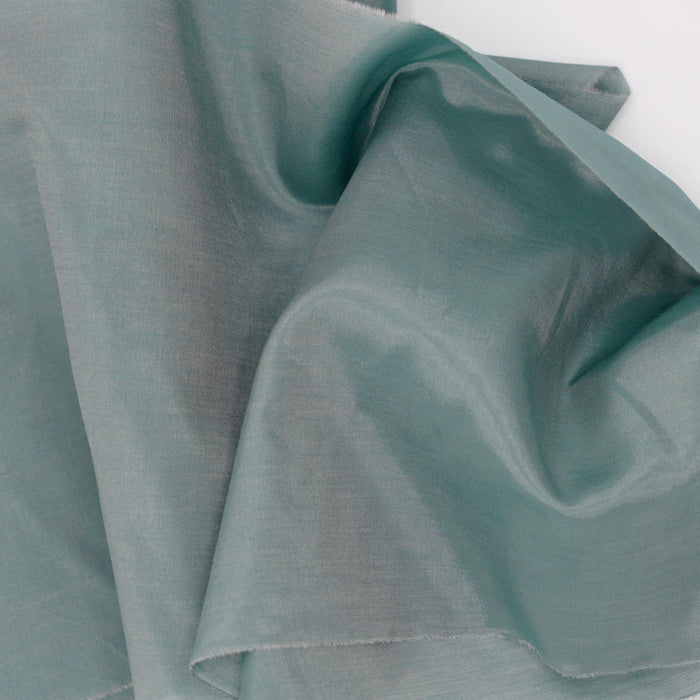 Grey Green Cotton Silk  Fabric