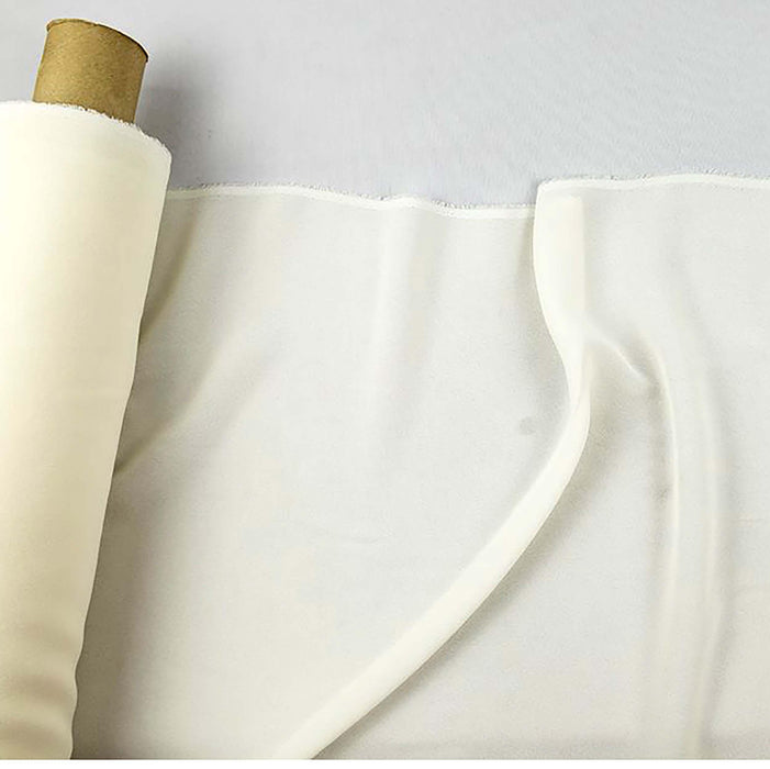 Italian Ivory Crepe Silk Cotton  Fabric