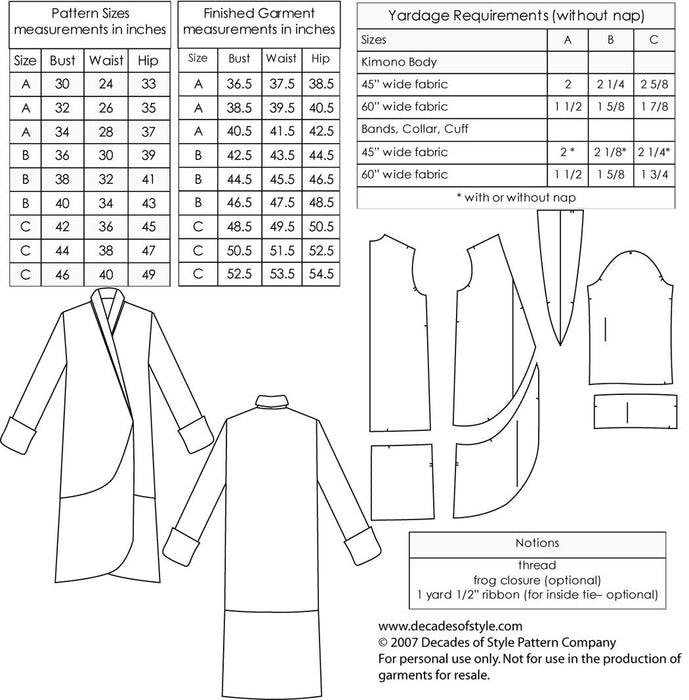 Tulip Kimono Vintage Style Sewing Pattern