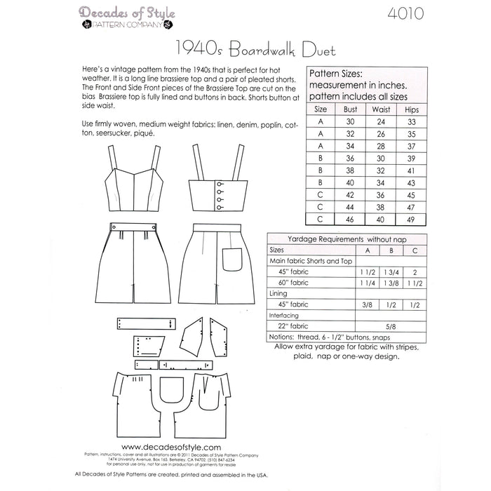 Boardwalk Duet Vintage Style Sewing Pattern