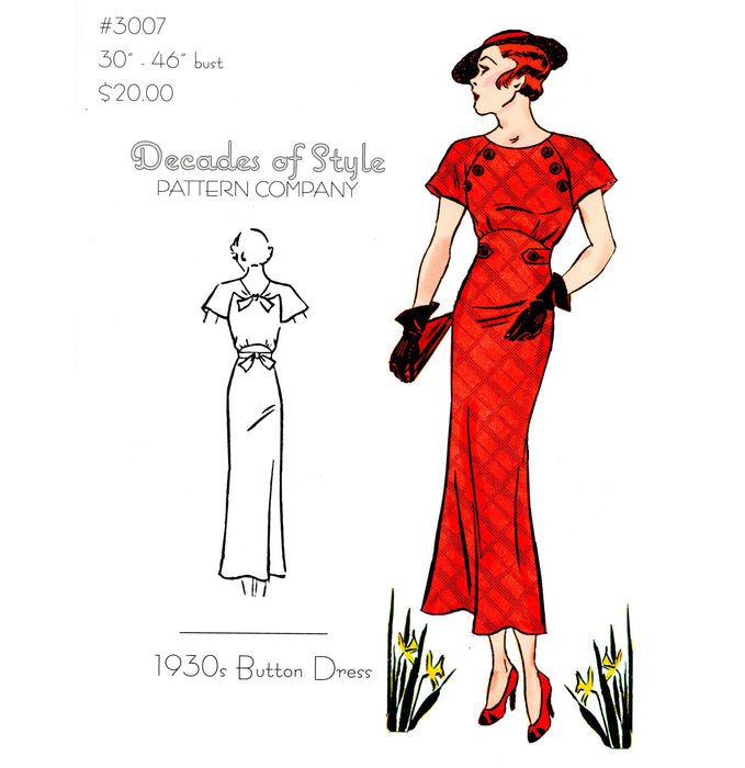 Button Dress Vintage Style Pattern
