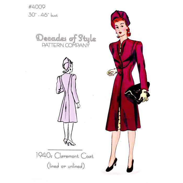 Claremont Coat Vintage Style Sewing Pattern