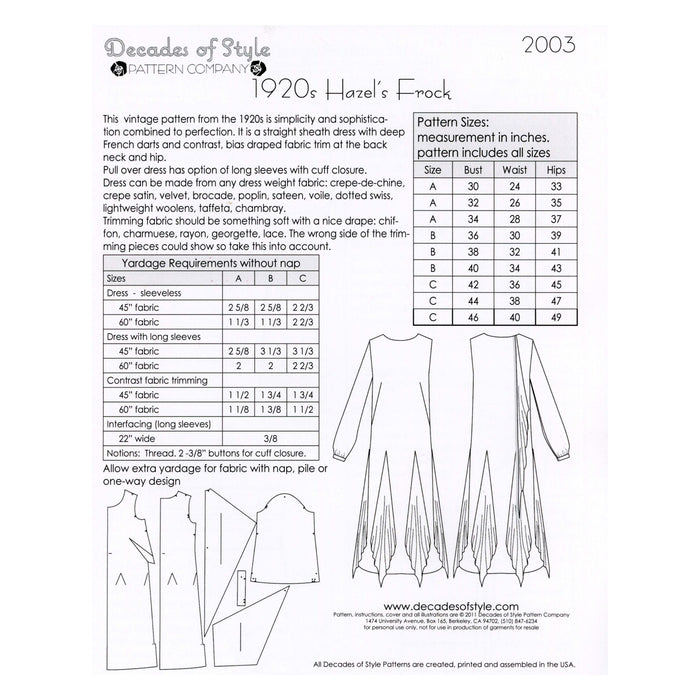 Hazel's Frock Vintage Style Sewing Pattern