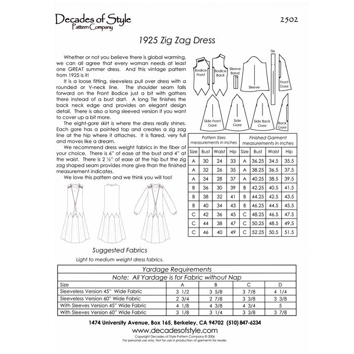 Zig Zag Dress Vintage Style Sewing Pattern