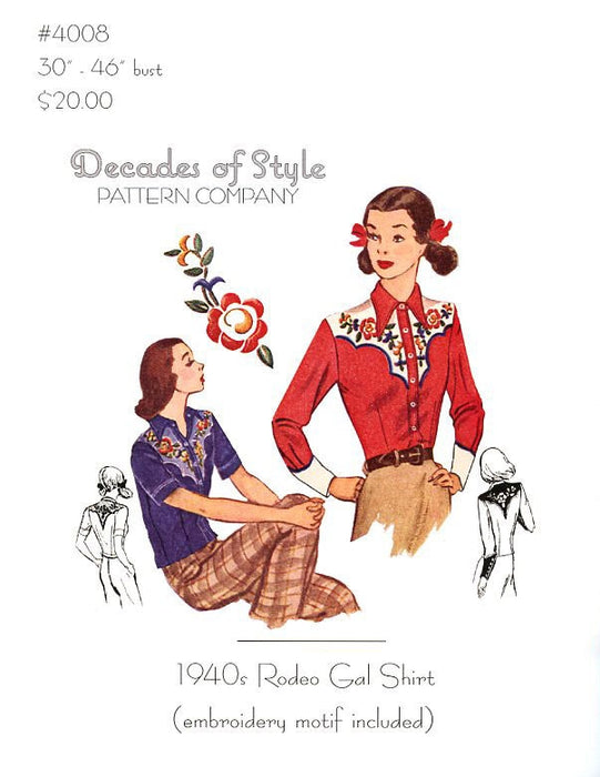Rodeo Gal Shirt 1940's  Decades of Style Vintage Style Sewing Pattern