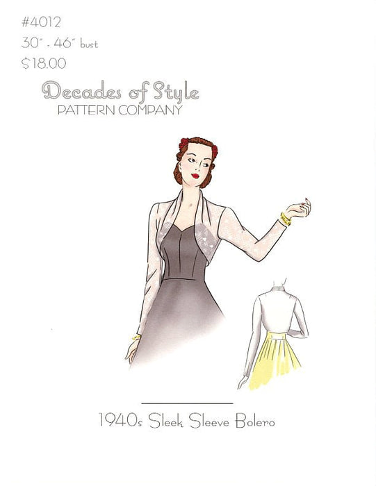 Sleek Sleeve Bolero 1940's Decades of Style Vintage Style Sewing Pattern