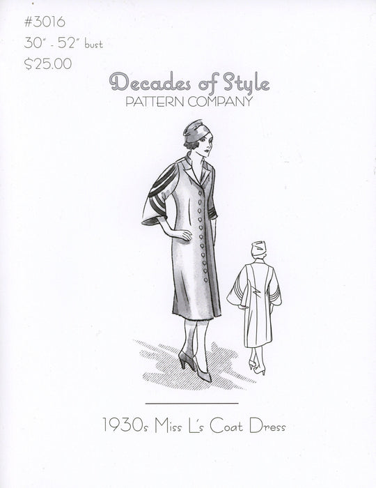 Miss L's Coat Dress 1930's Sewing Pattern