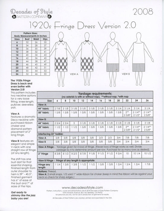 Fringe Dress 1920s 2.0 Sewing Pattern