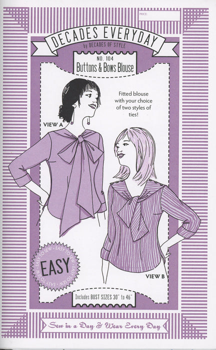 Buttons and Bows Blouse Sewing Pattern