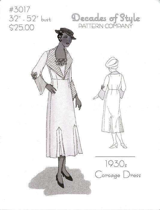 Corsage Dress  1930s Sewing Pattern