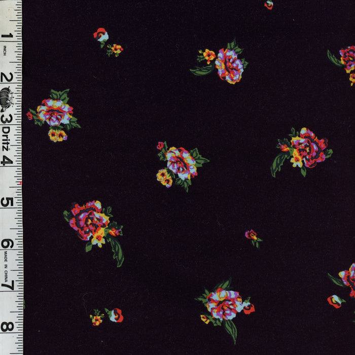 Fabric Black with Flowers Challis