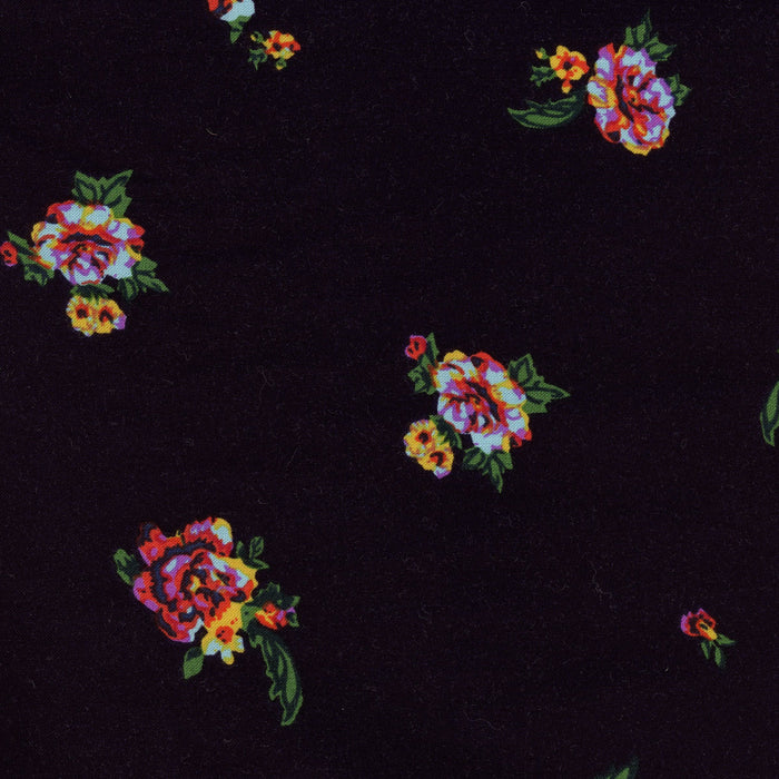 Fabric Black with Flowers Challis