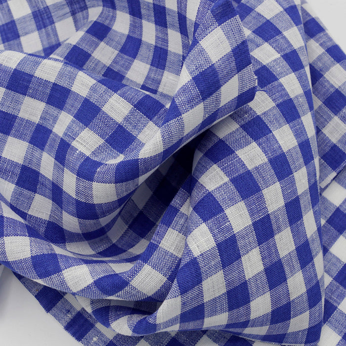 Gingham Yarn Dyed Linen Blue