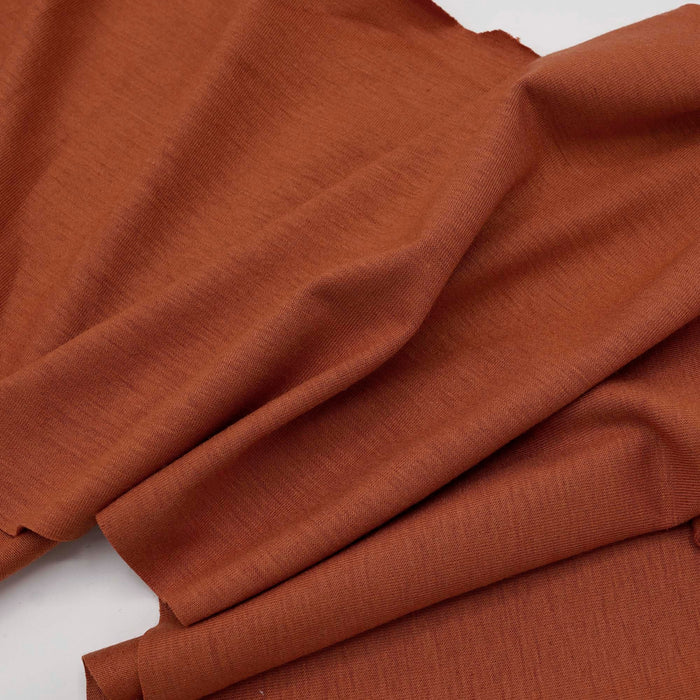 Wool Rayon Jersey Knit Fabric Rust