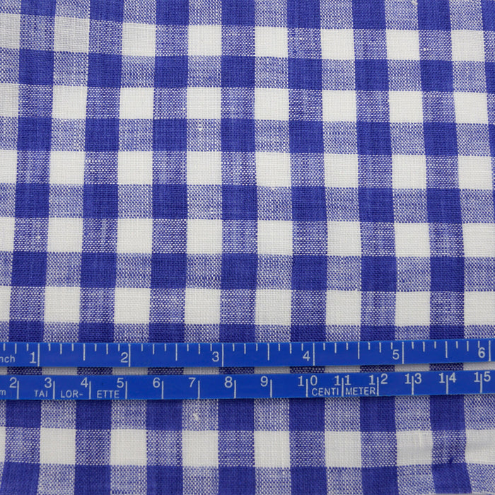 Gingham Yarn Dyed Linen Blue