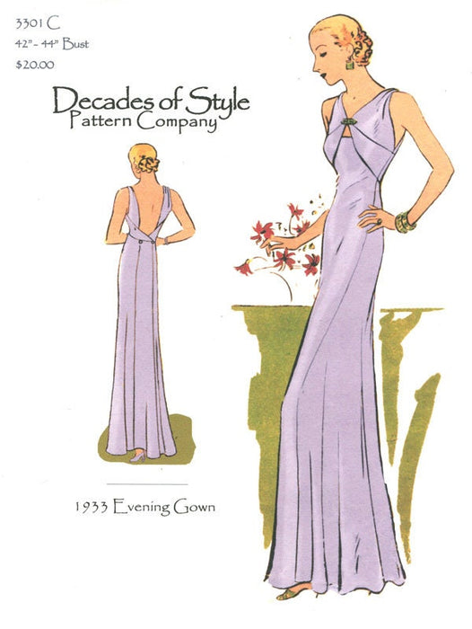 Evening Gown 1933  Decades of Style Vintage Style Sewing Pattern