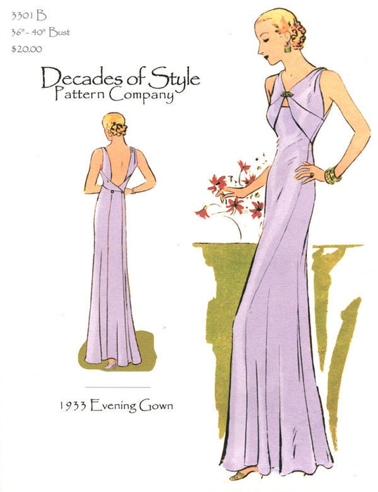 Evening Gown 1933  Decades of Style Vintage Style Sewing Pattern