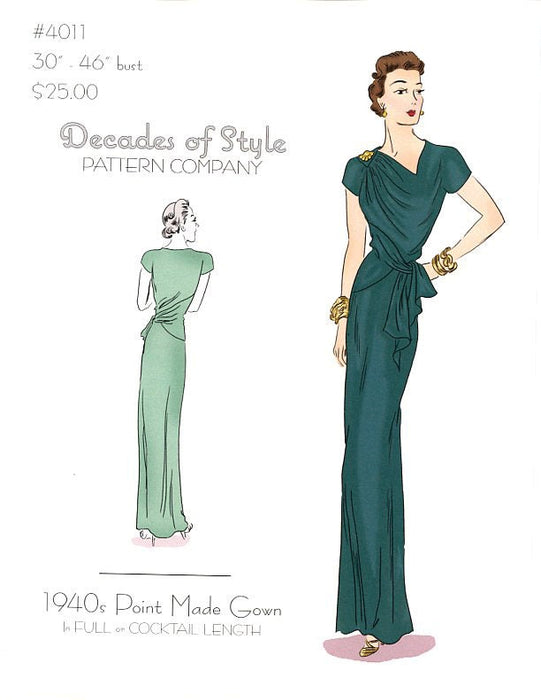 Point Made Gown 1940 Decades of Style Vintage Style Sewing Pattern