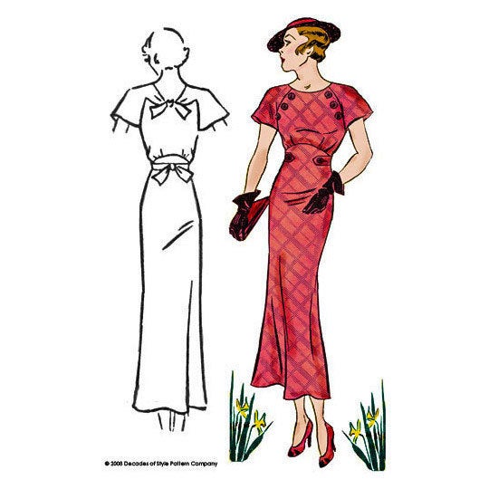 Button Dress 1930 Sewing Pattern